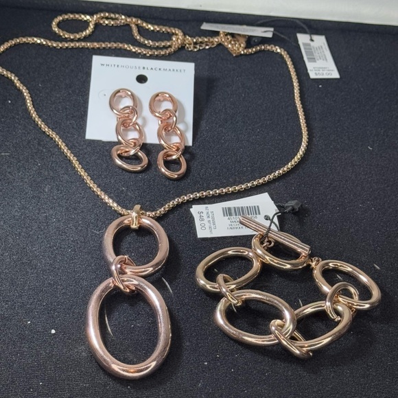 White House Black Market Rose Gold Earrings 2 inch approx - Picture 3 of 5